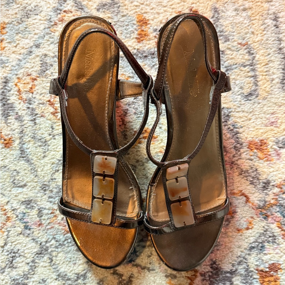 Madeline Stuart Dark Brown Sandals with Buckle Detail